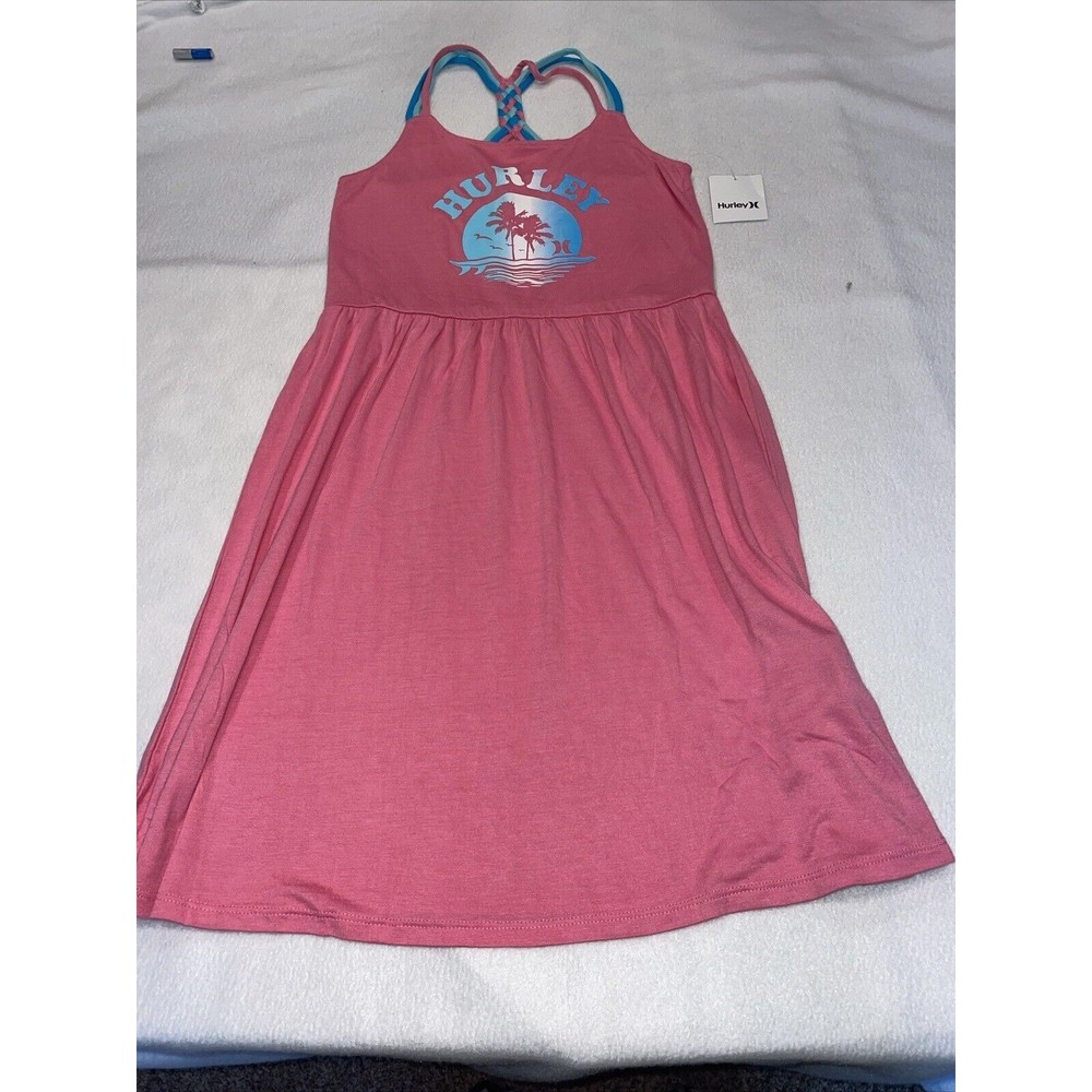 Hurley Tropical Braided Racer  Back Pink  and Blue Dress Size L (14-16)